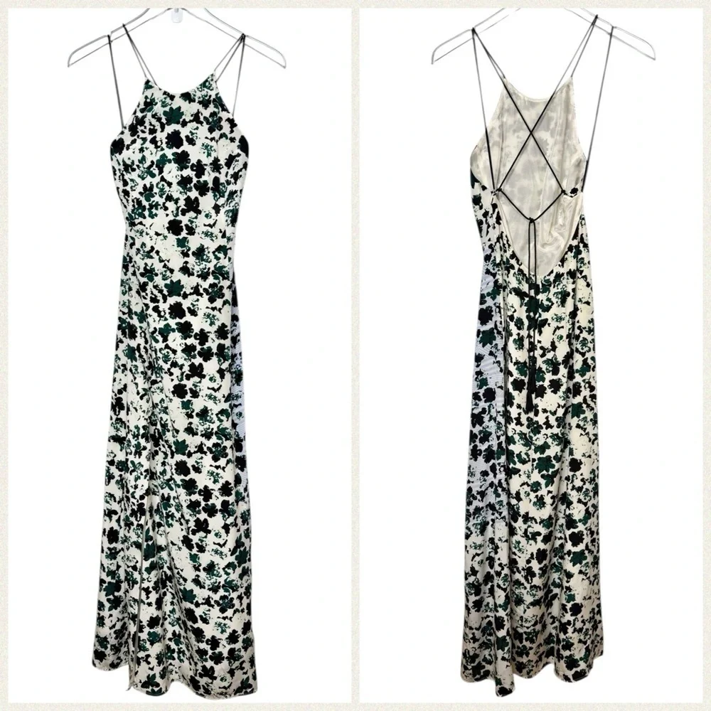 NWT Carmella Silk Floral Open Back Resort Vacation Women’s Maxi Dress Sz 2 - Picture 2 of 14